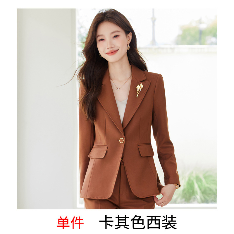 西装套装女职业正装酒红西装外套喇叭裤两件套白领经理通勤工作服|undefined