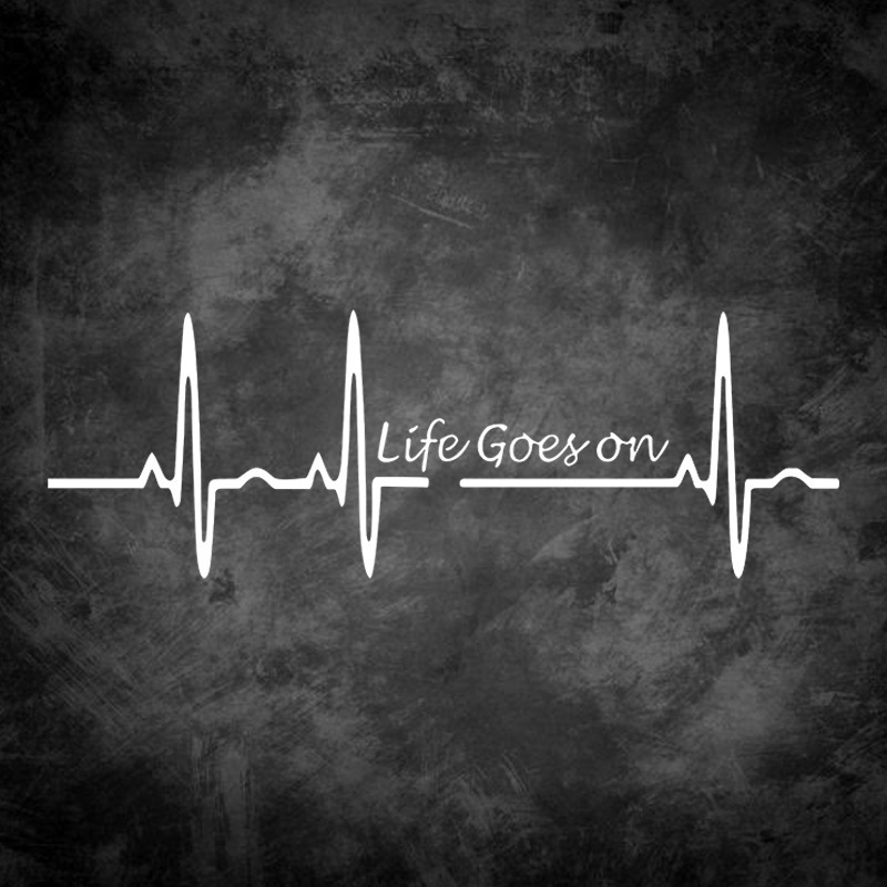 Life Goes on Car Sticker Creative Cute Funny Electric Car Motorcycle Heartbeat Rear Window Glass Car Sticker