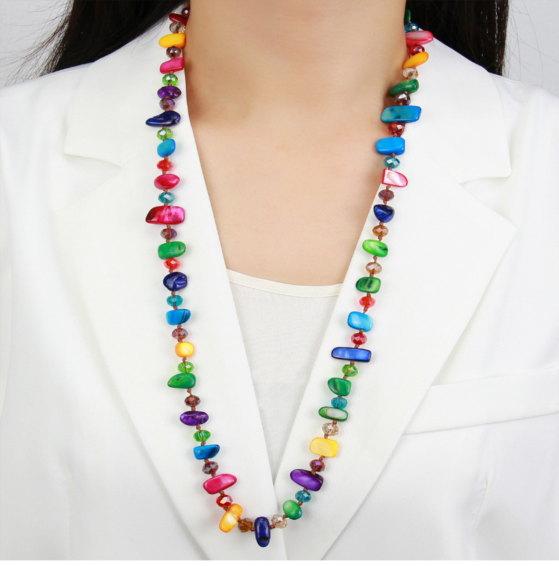 75g Weight Necklace Classification Shell Chain Material Beaded Chain Chain Type 1 Piece Quantity Festival Occasion Shell Material Geometric Pattern Women's Gender Vacation, Simple Style Style Vacation Simple Style Geometric Shell Beaded Chain Beaded Necklaces Wholesale 3