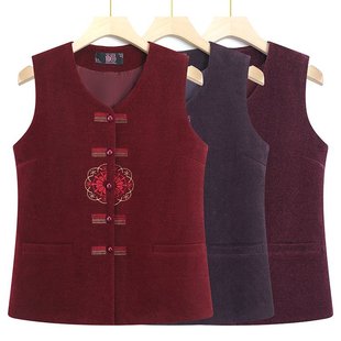 Elderly Grandma's Spring and Autumn Waistcoat Printed Vest for Middle-aged and Elderly Mothers Thin Casual Vest Vest Women's Jacket