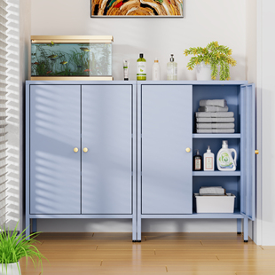 Steel Balcony Cabinet Multi-Layer Floor-Standing Iron Storage Cabinet Sun Protection and Waterproof Outdoor Foyer Storage Cabinet with Door Shoe Cabinet