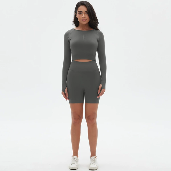 6666 Long Sleeve Shorts Suit-Dark Gray