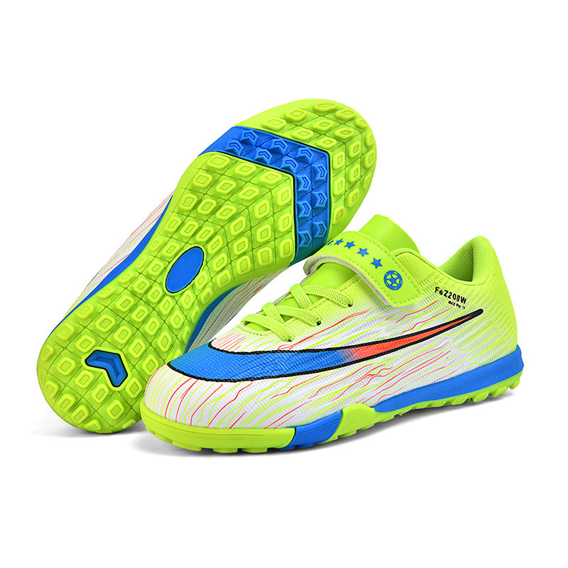 Zapatillas de Fútbol TF para Niños de Caucho Ligeras con Cierre Adhesivo para Césped Escolar