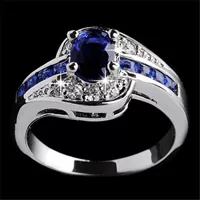 Wish AliExpress Amazon трансграничные украшения синий кристалл циркон бриллиантовое кольцо производитель