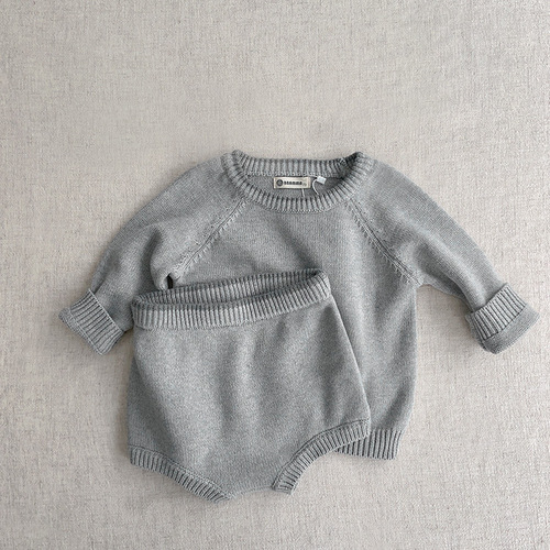 Baby Sweater Spring Top Shorts Set 2024 Korean Children's Clothing Baby Autumn Clothing Newborn Sweater Set
