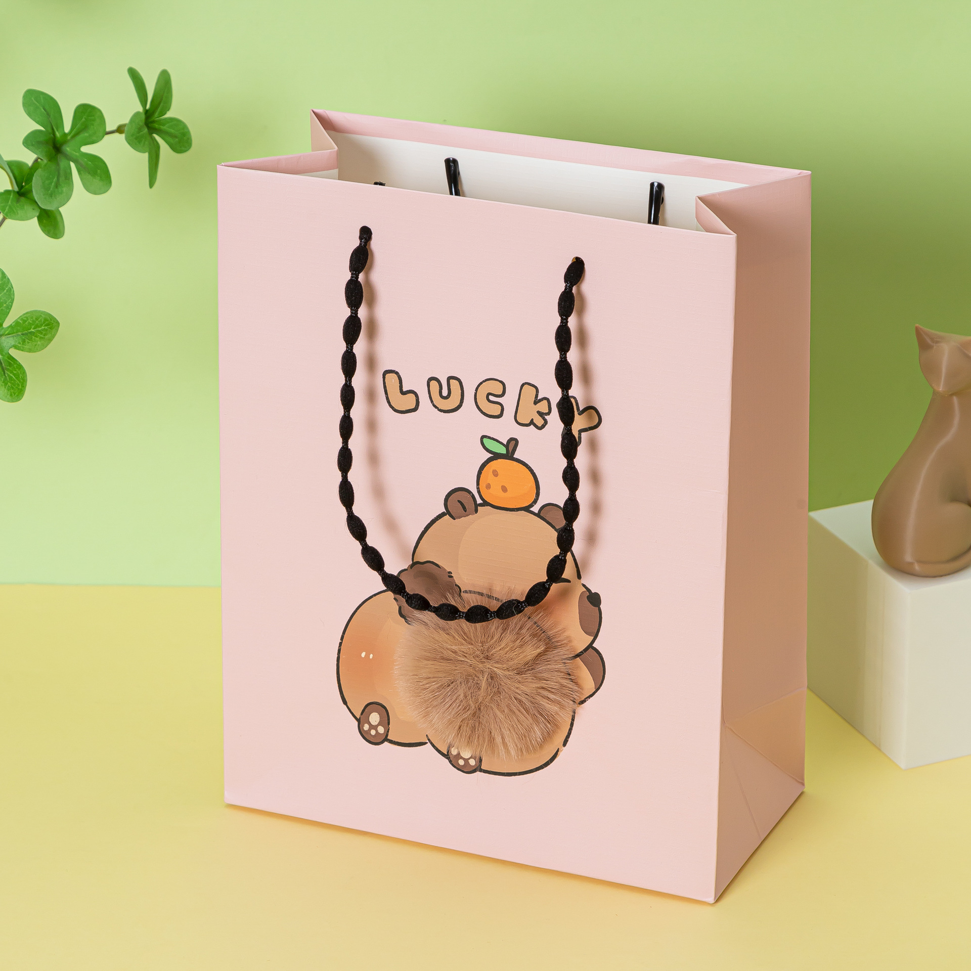 Nuevo tipo de cuerda de burbuja de pelo lindo dibujo animado animal hermoso bolsas de regalo fábrica directa al por mayor