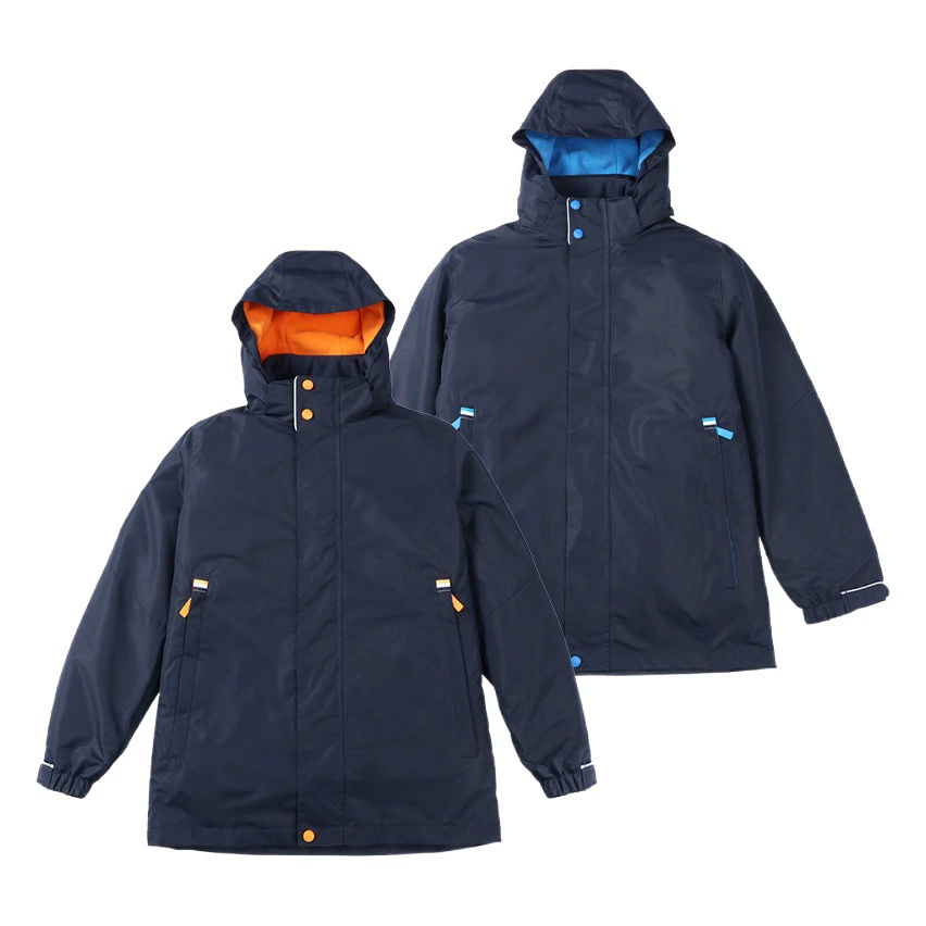 Школьная куртка для учащихся начальной школы Школьная куртка детская куртка три в одном осенью и зимой теплая хлопчатобумажная куртка съемная хлопчатобумажная одежда