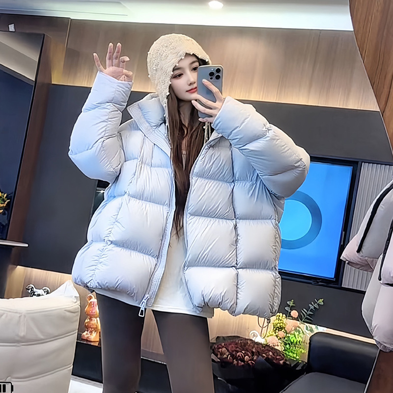Puff a Style High Fluffy Cloud Bud Hat 2025 New Winter Thickeneded Loose Warm White Duck down Jacket for Women