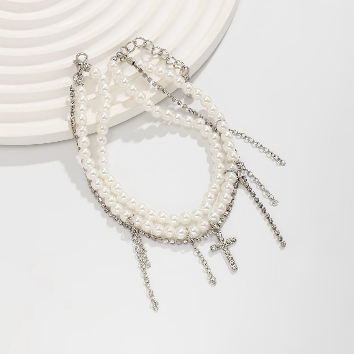 Imitation Pearl, Alloy Material Wholesale Jewelry Elegant Vacation Cross Imitation Pearl Alloy Anklet