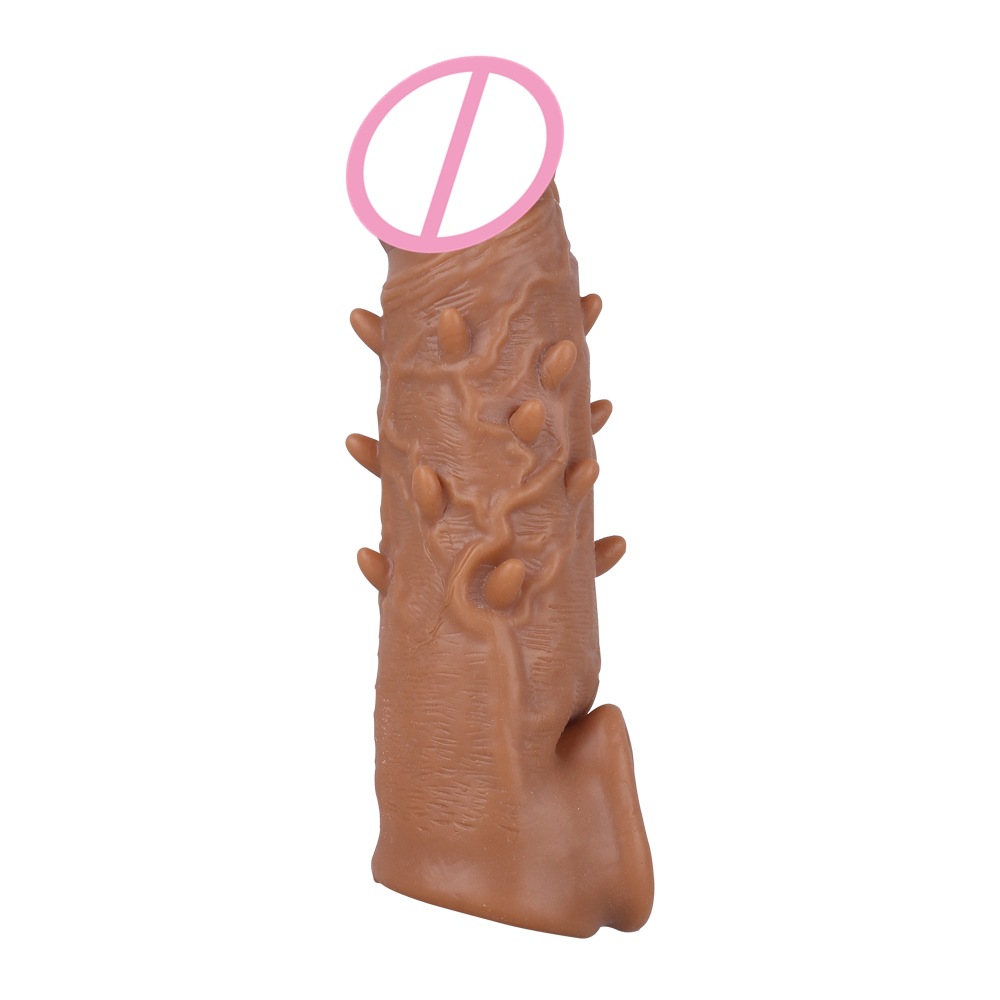 Mante de lobo, manga de pene, manga de pene de simulación de cristal alargada, manga de pene, juguetes sexuales TPE, manga de bloqueo de juguete para parejas