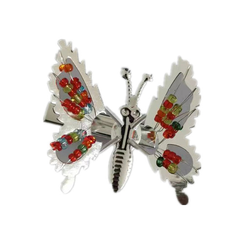 Childhood Memories Flying Butterfly Hair Clip, Spring Vibrating Beaded Side Clip, Bang Clip, Hair Accessory Hair Clip