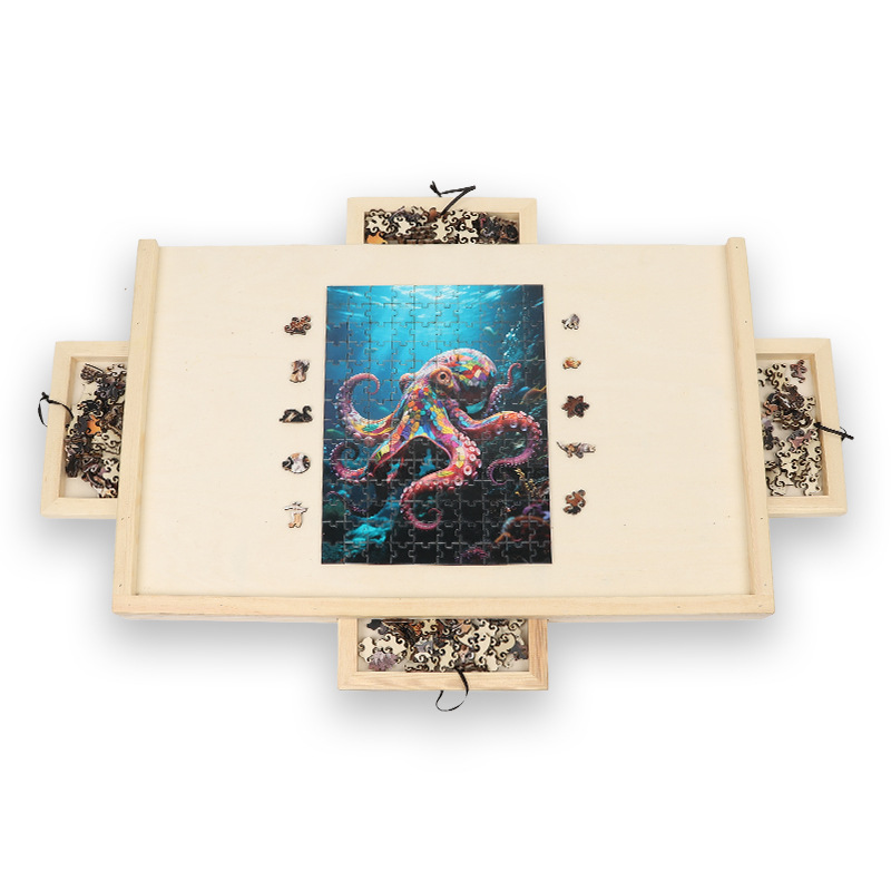 Cross-Border Hot Selling Rotating Puzzle Table, Educational Enlightenment, Early Education and Stress Relief, Puzzle Toys, Puzzle Board, Game Table