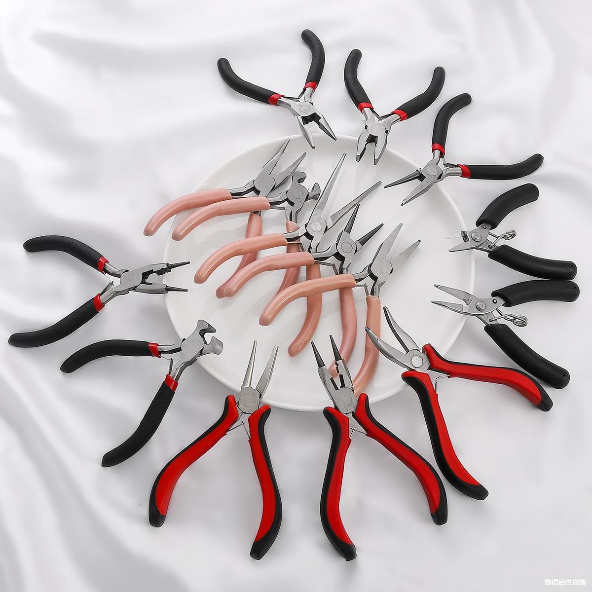 迷你多功能粉色尖嘴钳珠宝斜口钳开口圈绕线手工diy材料饰品工具