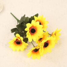 婚庆仿真花婚礼装饰小7头仿真向日葵假花花束舞蹈道具绢布太阳花
