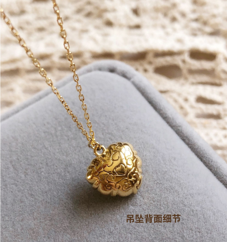 Heart Titanium Steel Inlaid Shell Inlaid Gold Necklace display picture 4