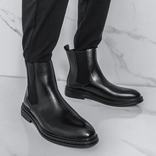跨境大码皮鞋男士切尔西高帮皮鞋2025年秋冬新款男士潮流男靴皮鞋