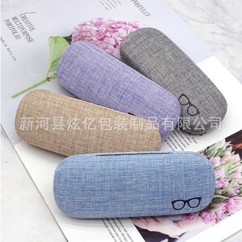Factory supply fashion linen pattern metal glasses case creative gray student glasses case quality assurance printing Factory supply fashion linen pattern metal glasses case creative gray student glasses case quality assurance printing