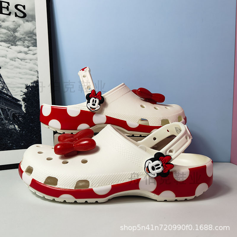 Cruz de estrellas Disney co-branding Mickey Minnie Hole zapatos de verano padres e hijos sandálias de playa antideslizantes