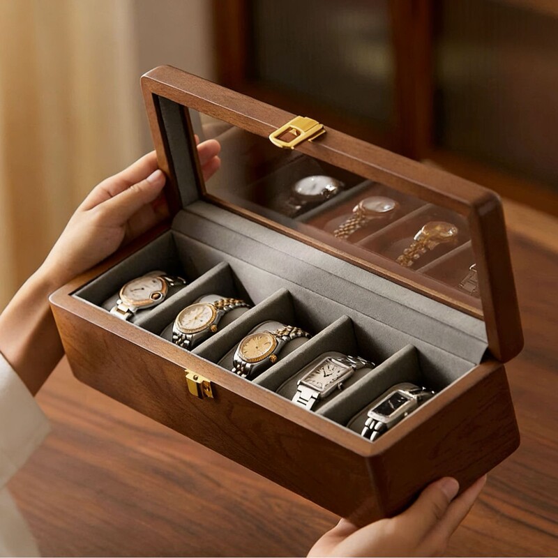 North American Black Walnut Wood Color Earrings Jewelry Ring Box Watch Storage Box Watch Box Wooden Storage Box