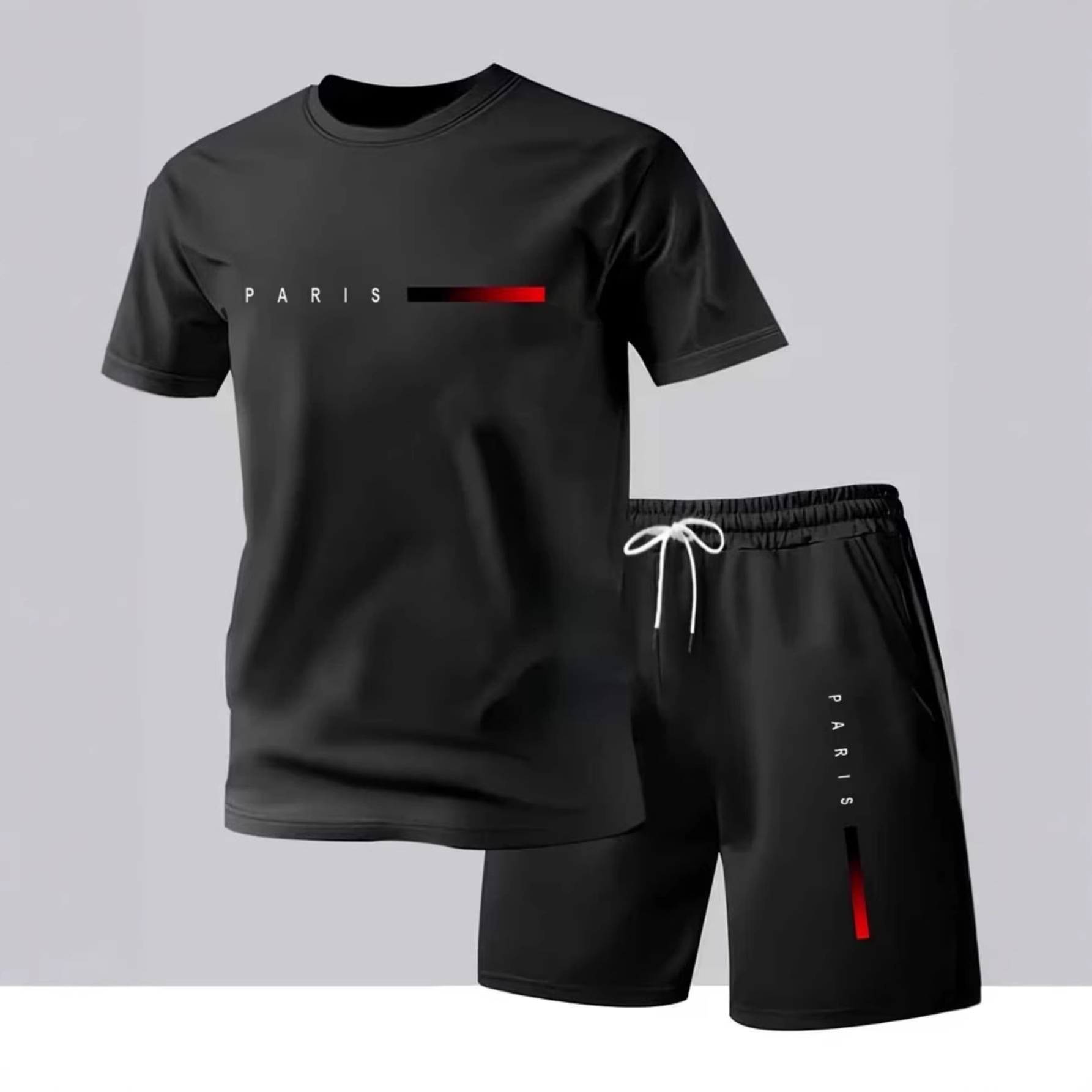 Cross-border same style short-sleeve t-shirt for men, summer thin quick-dry mesh sports fitness top and casual shorts set