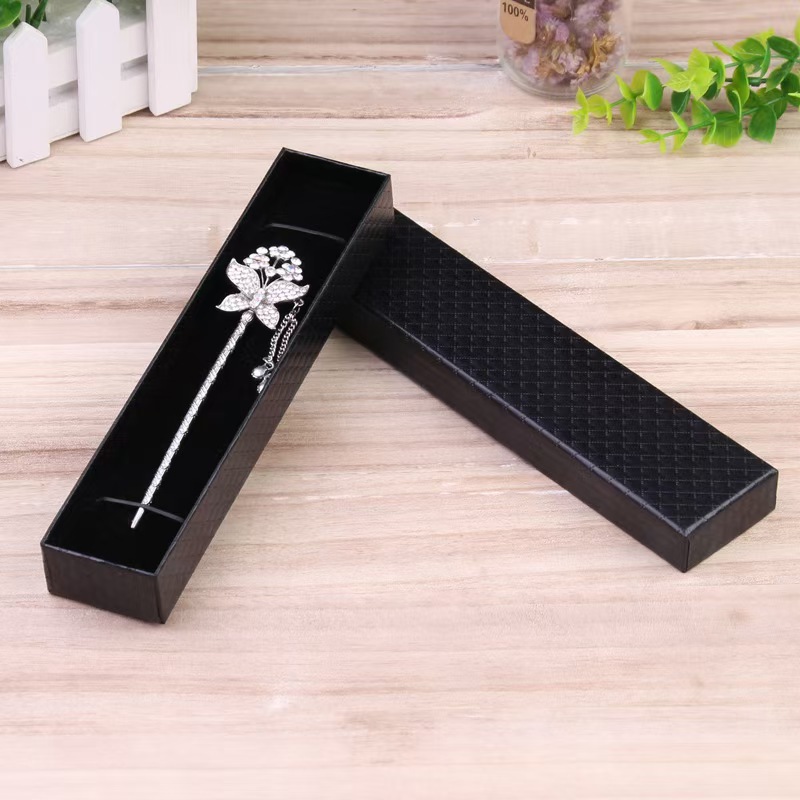 Tiktok red caja de horquilla roja patrón de piña caja de pulsera larga caja de embalaje de joyería negra peine de melocotón caja de regalo