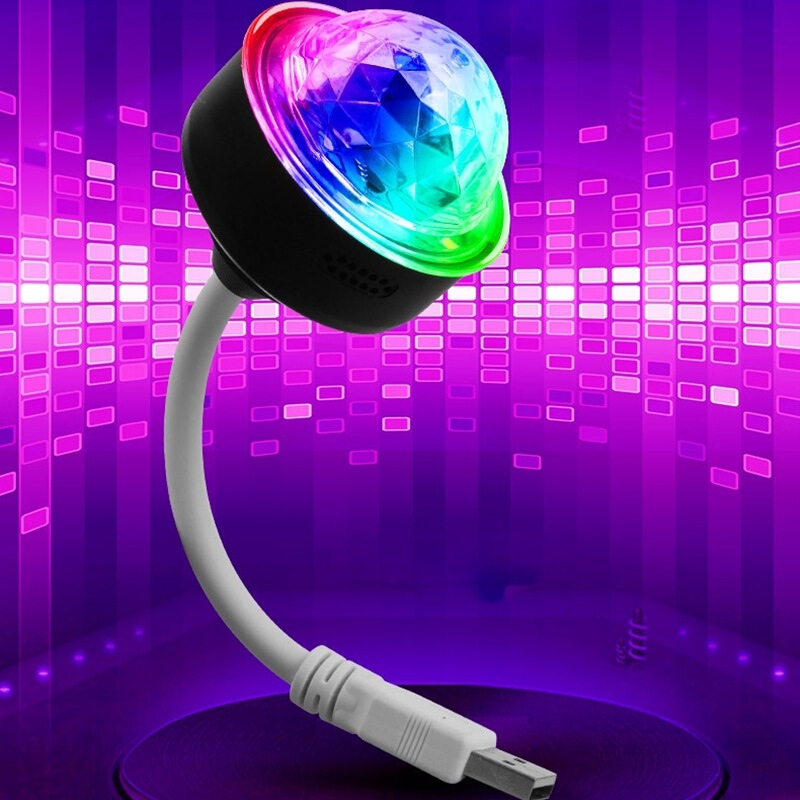 New colorful light mini Vientiane little magic ball USB car Crystal atmosphere stage light party flash disco light
