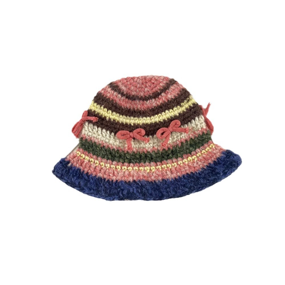 Woolen three dimensional retro sexy cute knitted hat with bow