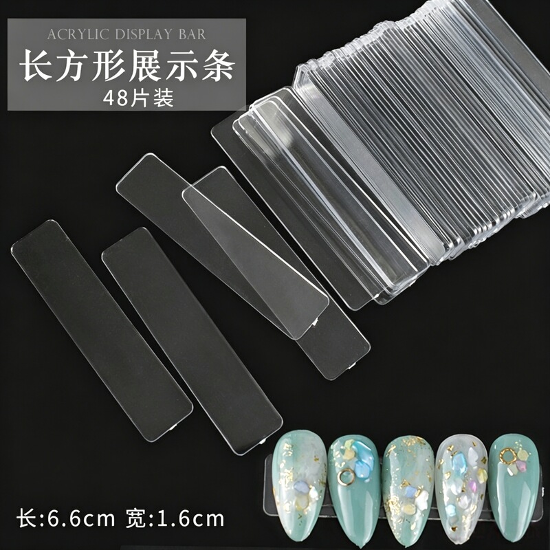 48-Piece Nail Art Display Board Transparent Acrylic Strips Display Strips for Nail Art Work Display Transparent Strips for Nail Salons
