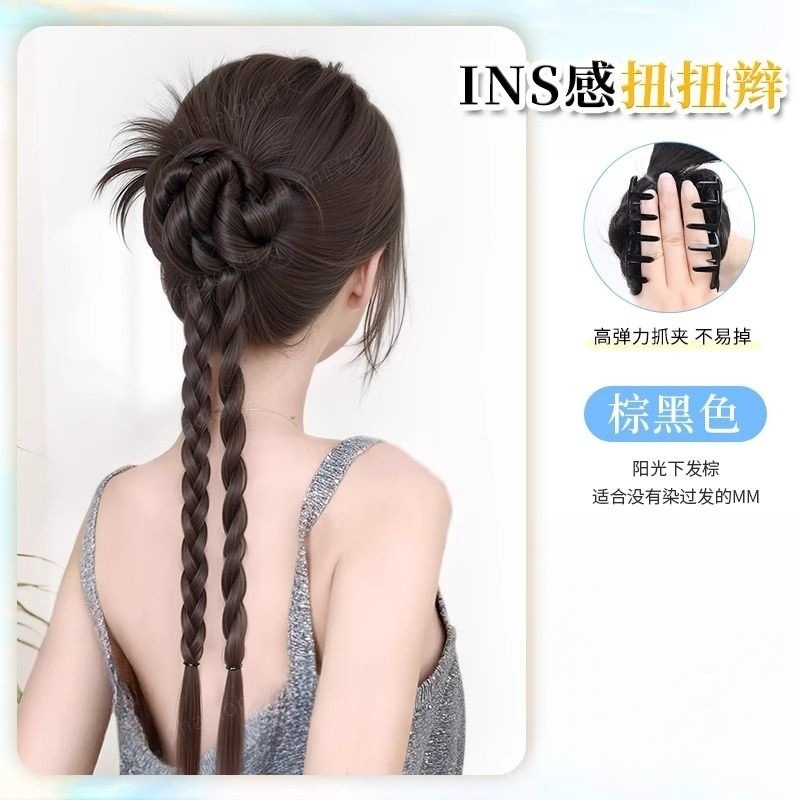女性用ウィッグ三つ編み、クールで爽やか、インズレイジーボールヘッドグリッパー、ツイストダブルツイストウィッグ、ウィッグ三つ編みポニーテール|undefined