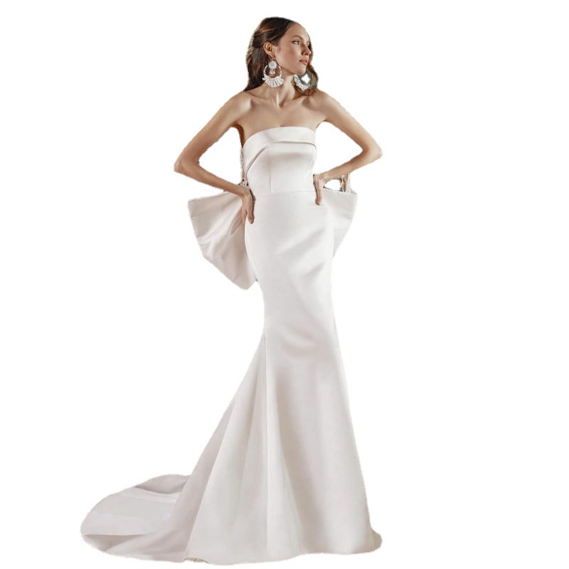 Nueva sexy tube Top satén boda arco europeo y americano Comercio exterior Amazon AliExpress deseo simple elegante image 5
