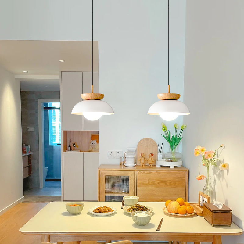 原木風燈具現代臥室床頭燈餐桌吧檯日式餐廳吊燈店鋪商用侘寂風