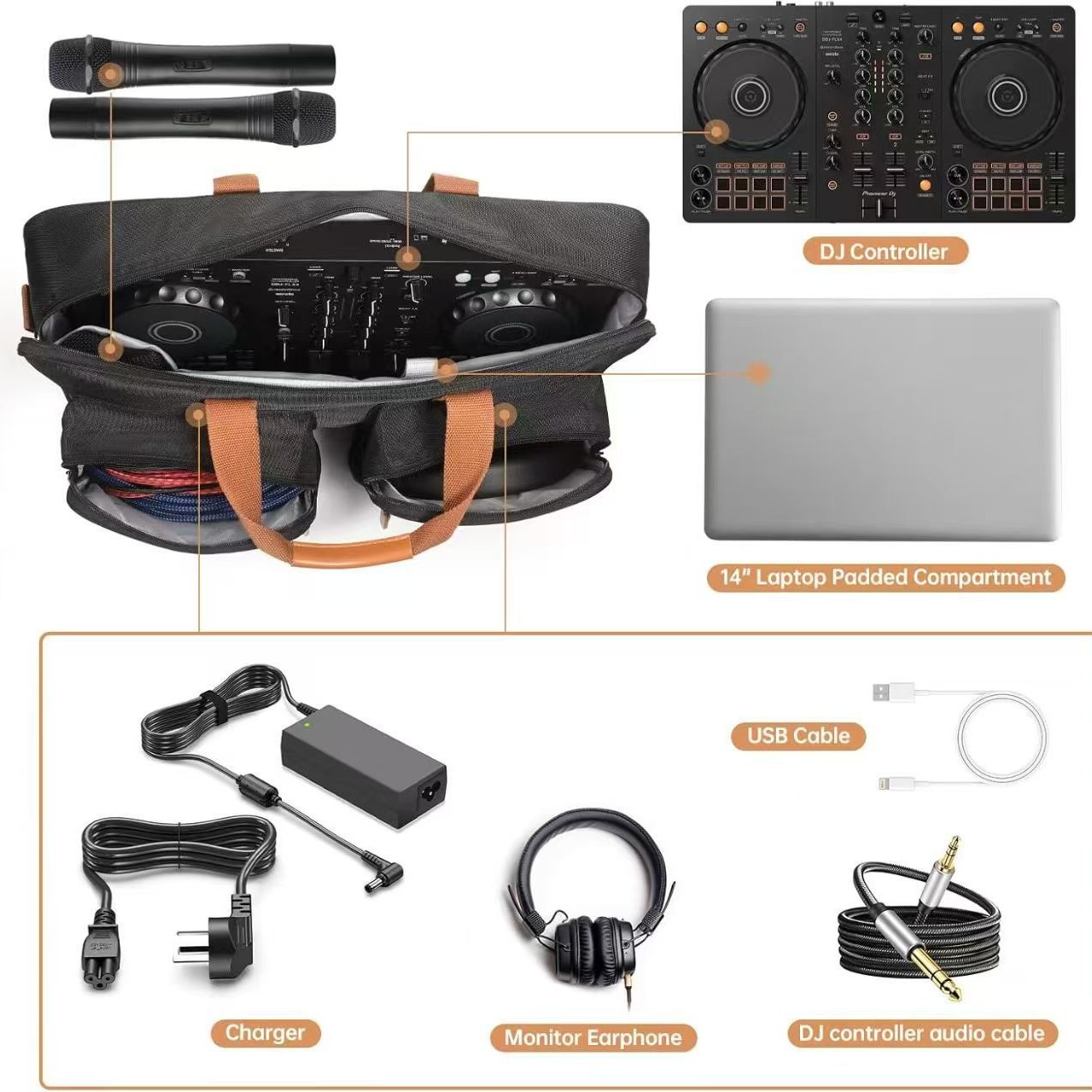Paquete especial para el controlador de DJ del reproductor de discos Pioneer DDJSB3 400 DDJRB Paquete de equipo del reproductor de discos Paquete de almacenamiento de DJ