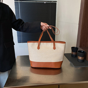 2025 Summer New Women's Bag Large Capacity Shoulder Underarm Tote Bag Fashionable Vintage Niche Straw Bag for Women