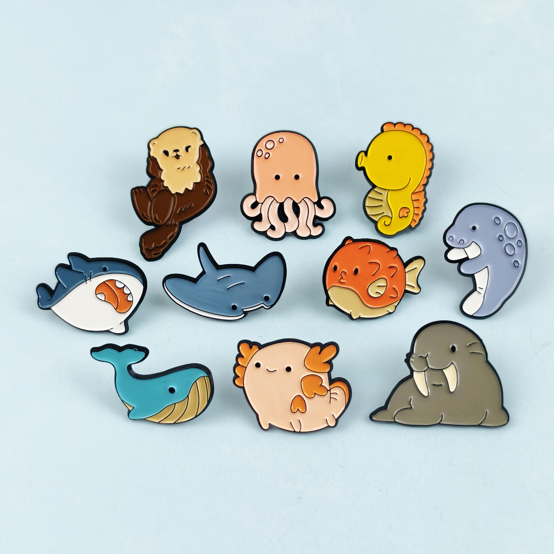 Insignia creativa de animales marinos Dibujos animados linda forma regalo joyería broche transfronterizo ins metal ropa collar