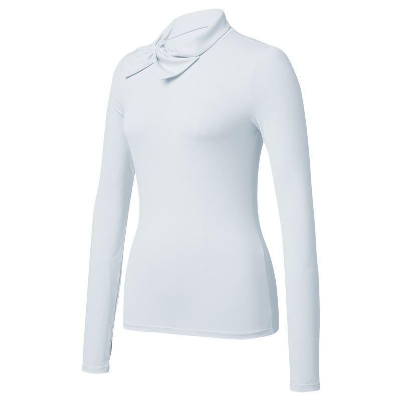 T-shirt de cuello alto y manga larga, camiseta deportiva de mujer, camiseta de golf delgada, camiseta de base transpirable