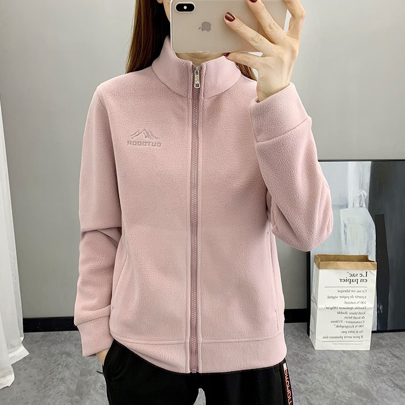 가을 겨울 여성용 아웃도어 플리스 재킷, 두꺼운 벨벳, 따뜻하고 통기성, 스탠드 칼라, 지퍼 가디건, 폴라 플리스 스웨트 셔츠