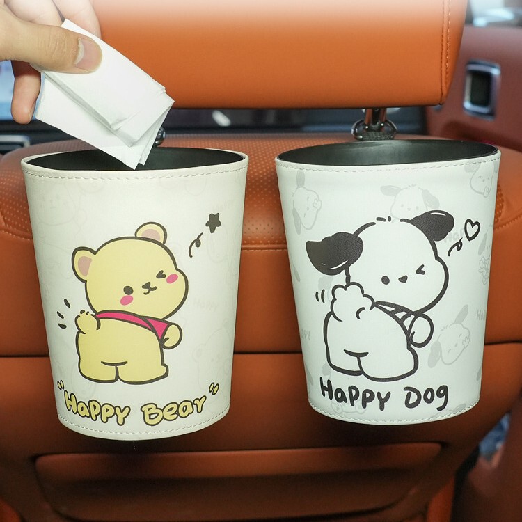 Car Tissue Box and Trash Can Two-In-One, Cute Cartoon Design with a High-End Feel, Hanging Storage Bin for Car Interior Car Tissue Box and Trash Can Two-In-One, Cute Cartoon Design with a High-End Feel, Hanging Storage Bin for Car Interior