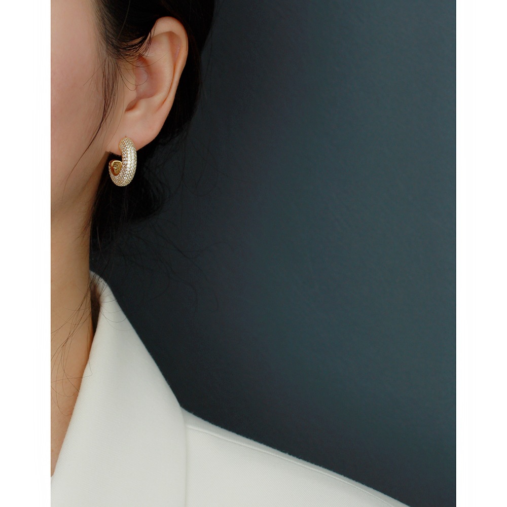 Ear Studs Classification 1 Pair Quantity Holiday, Shopping Occasion 1 Pair 925 Sterling Silver Rhinestones C Shape Ear Studs