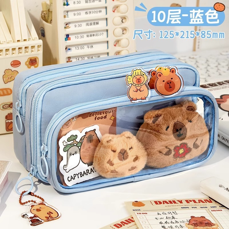 Bolsa de lápiz transparente desmontable diy bolsas de dolor bolsas de lápiz de gran capacidad antisucio simple ins zhong enorme bolsa de papelería