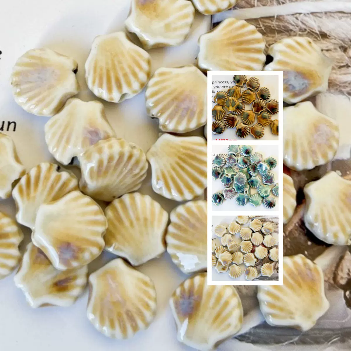 窑变陶瓷珠景德镇陶瓷珠子 散珠瓷珠 手串配件材料 贝壳陶瓷珠批