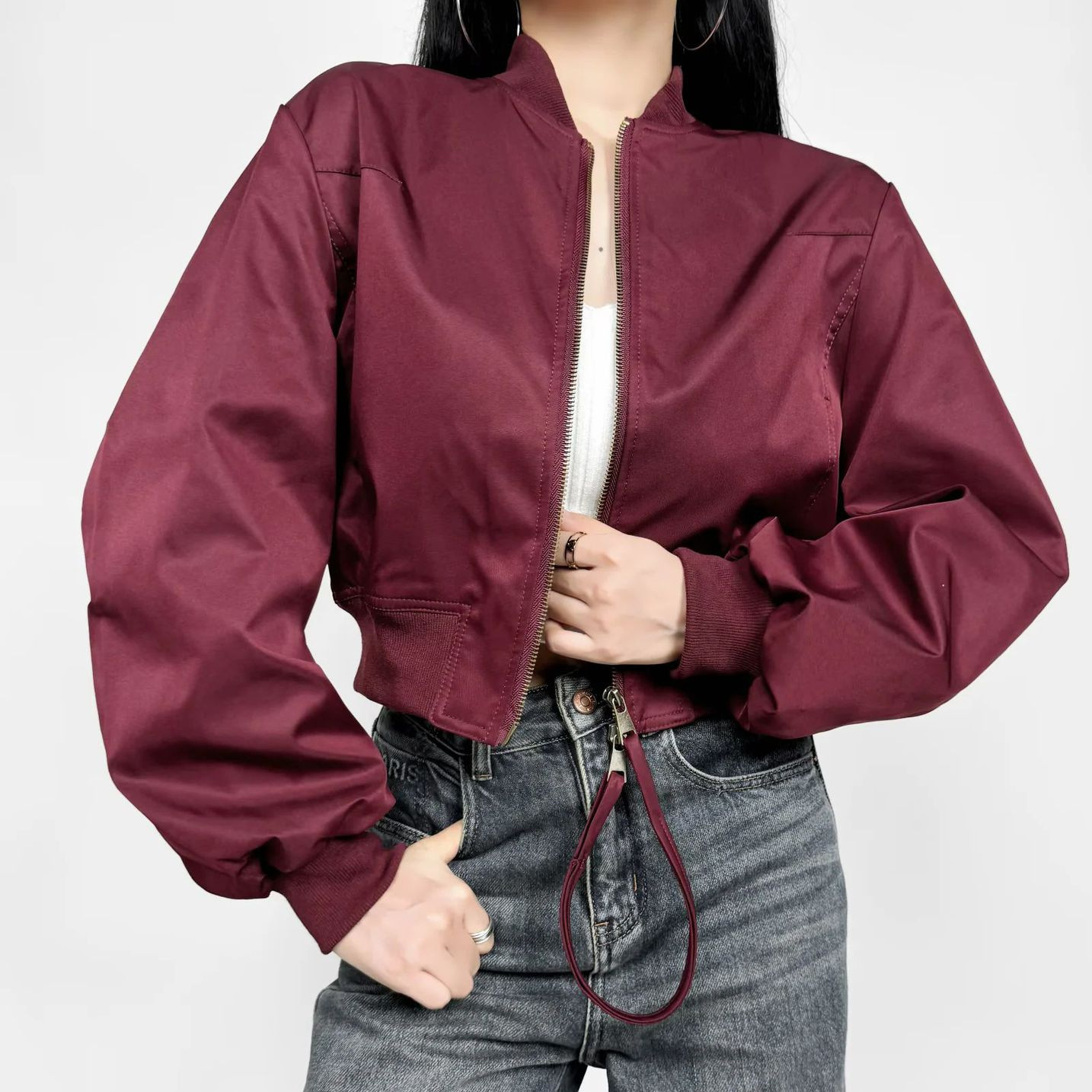 American High Street Baseball Jacket for Women 2025 New Style Simple and Fashionable Double Zipper Loose Slim Motorcycle Jacket