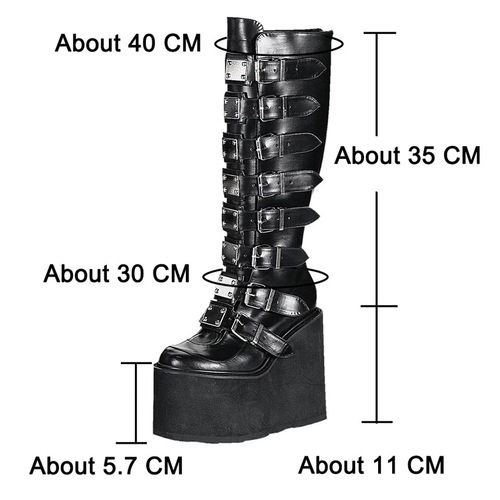 Independent station boots 2024 new European and American metal buckle thick-soled high boots for women Amazon large size women's boots