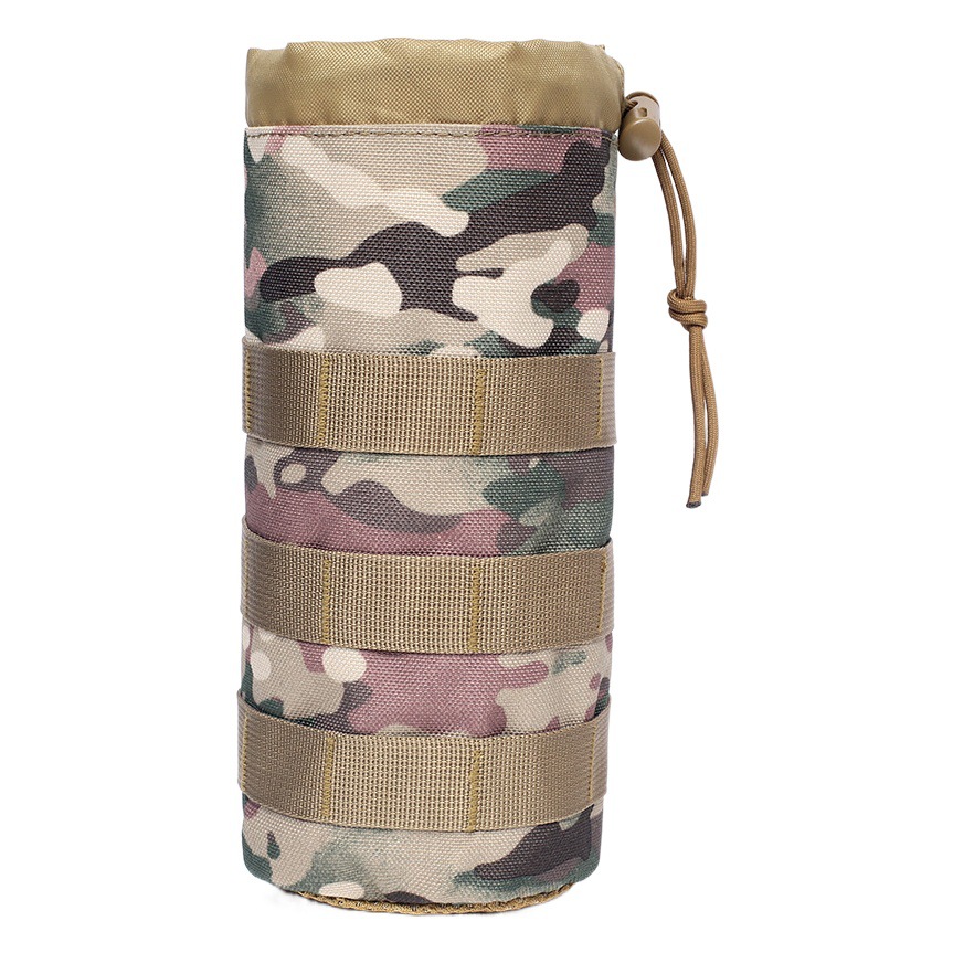 Wholesale Camouflage Tactical Portable Cup Holder Sports Outdoor Bag Drawstring Mesh Bag Can Hold Large Water Bottle Molle Hanging Bag