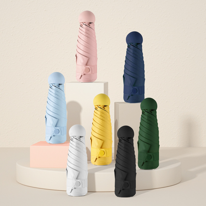 Ultra Light Small Five Folded Umbrella Sun Protection Sunshade Sun Umbrella UV Protection Advertising Umbrella Custom Umbrella Mini Capsule Umbrella