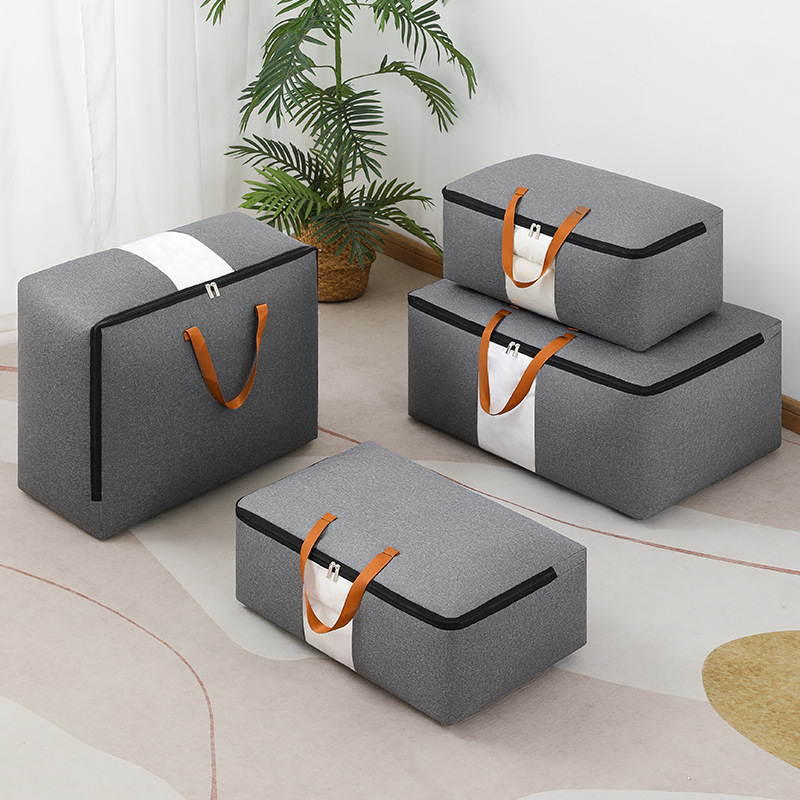 Bolsa de edredón de algodón bolsa de almacenamiento de dormitorio de viaje catiónico bolsa de embalaje de ropa de edredón de gran capacidad bolsa de almacenamiento de organización en movimiento