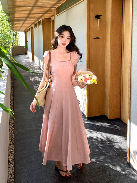 French Gentle Style Ruffled Floral Suspender Dress for Women Summer Waist-Cinching Seaside Vacation Fishtail Hip-Hugging Long Skirt