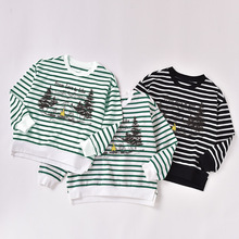 男童卫衣春秋款2025新款儿童打底衫中大童条纹时尚印花上衣潮批发
