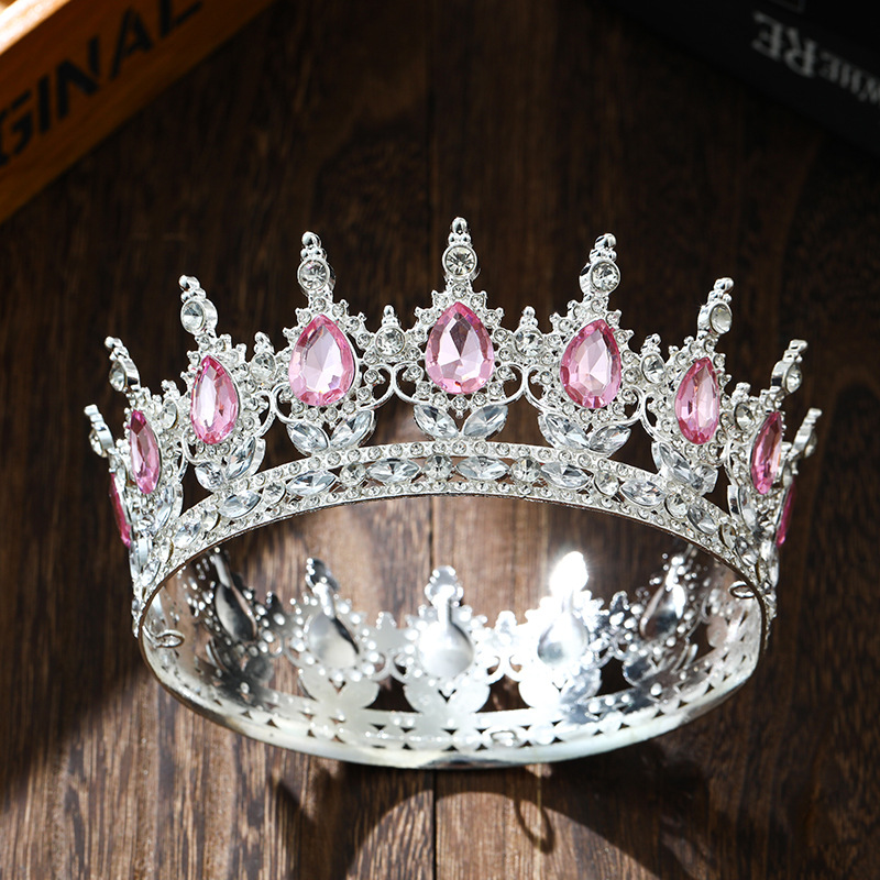 Europa y Estados Unidos transfronterizos gran corona de boda tocado de cabeza redondo colorido decoración de pastel de cumpleaños decoración reina atmósfera