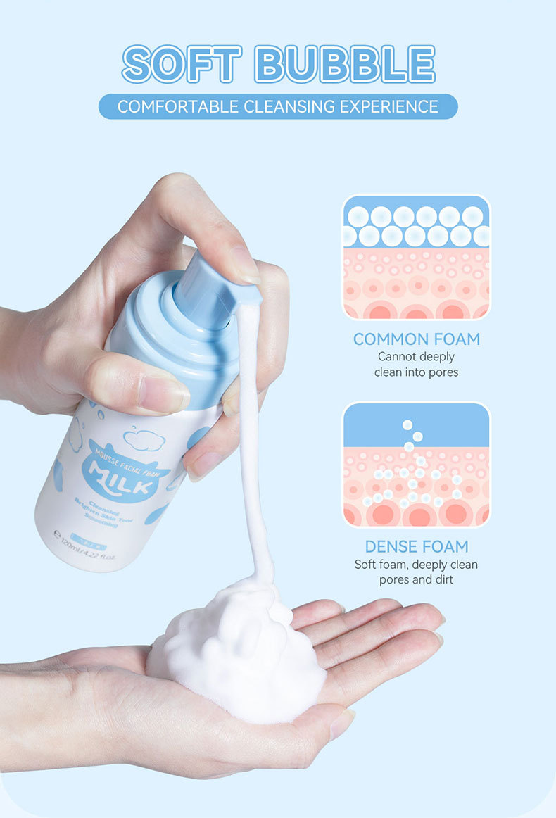LAIKOU Milk Cleansing Mousse 120ml Pore-cleaning Skin Care products wholesale temu Shrimp Peel Cross-border undefined