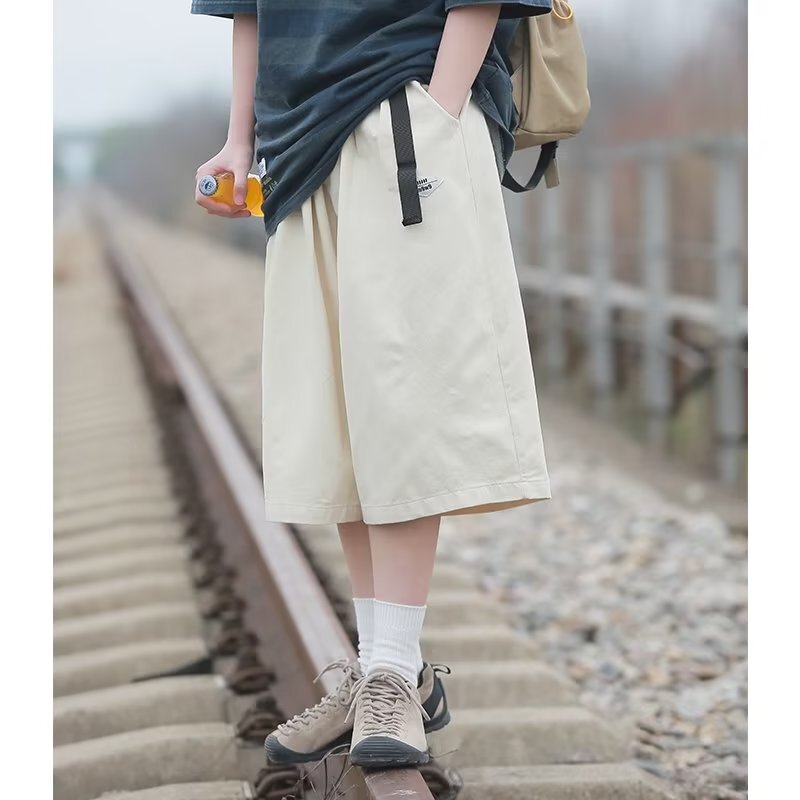 2023 Summer New Arrival Cropped Pants Women's cityboy Neutral Style Student Couple Sports Casual Shorts Straight Pants